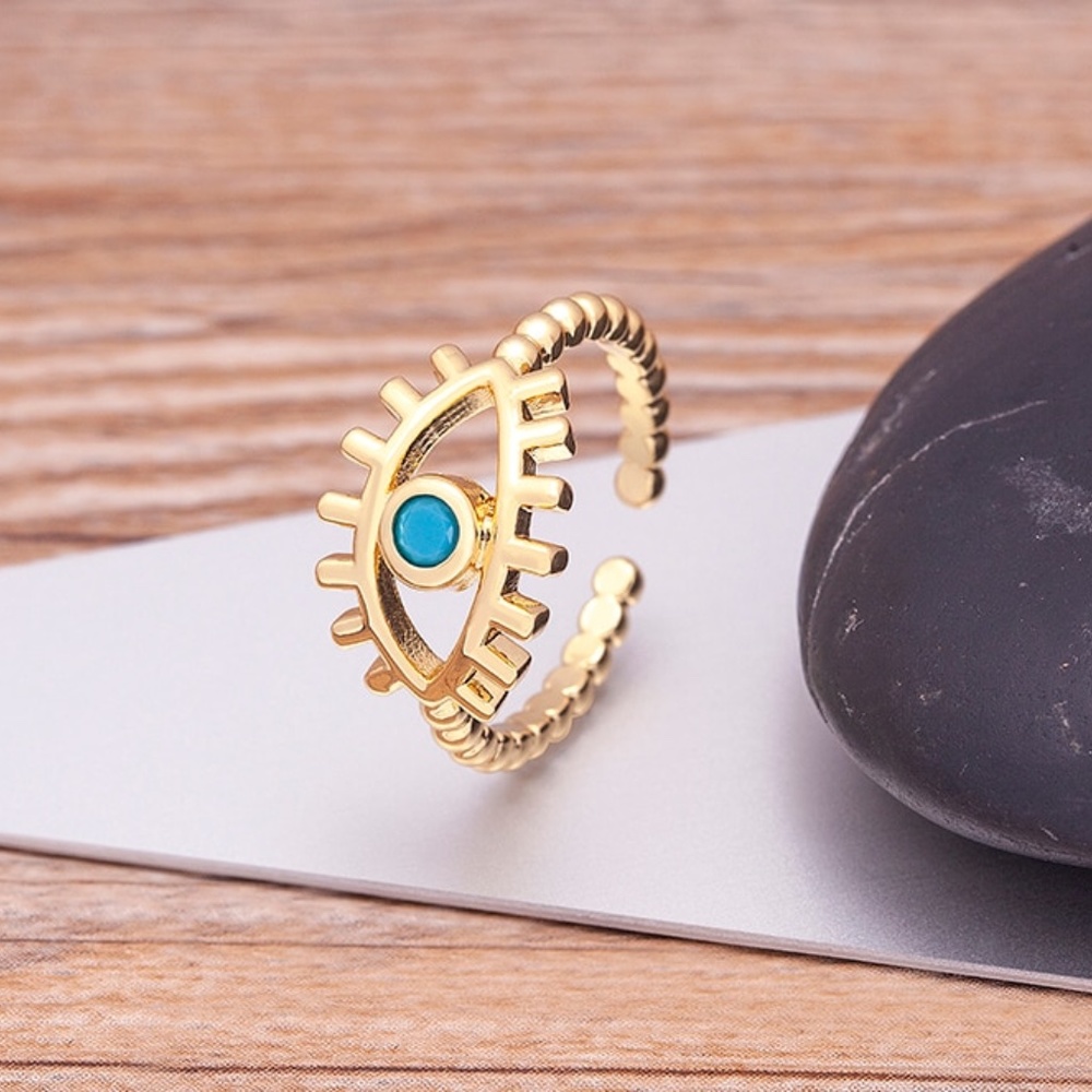 Evil Eye Modern Design Ring (Adjustable) - Picture 3 of 12
